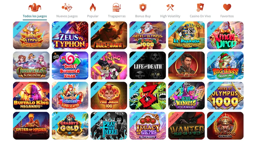 Catálogo de Juegos del Casino