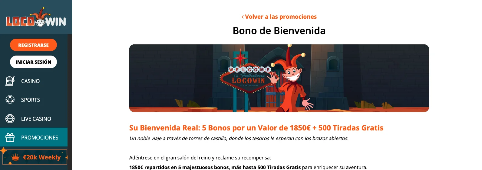 Bono de bienvenida de Locowin España